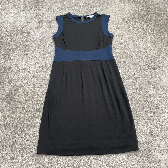 Diane Von Furstenberg DVF Midi Sheath Dress Womens 4 Black Blue Sleeveless NWOT - Picture 1 of 14